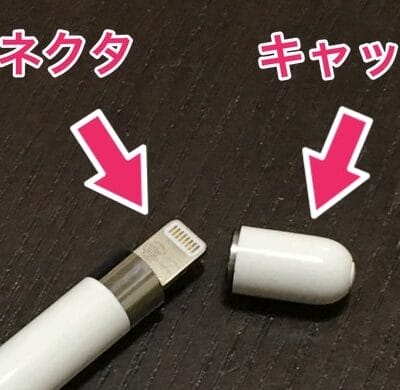 Apple Pencil 各部の名称の説明：キャップとLightningコネクタ