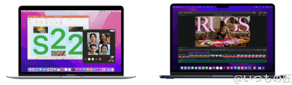 M2 MacBook Air と M1 MacBook Air のカタログスペック