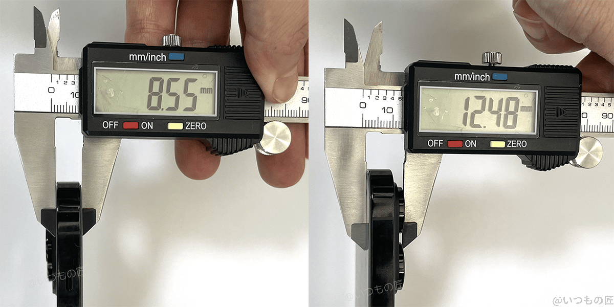 iPhone14のカメラとボディを実際に計測した様子。