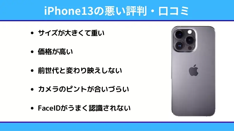iPhone13の悪い口コミ・評判