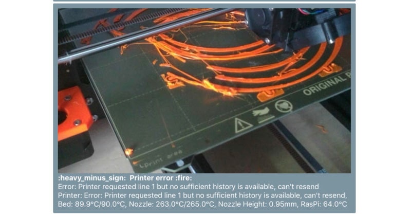 印刷エラーを撮影して、Pushbulletで画像を受信できます。