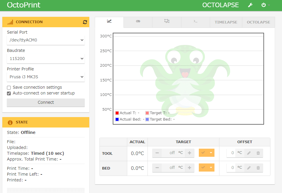 OctoPiの管理コンソールは初期状態では英語です。