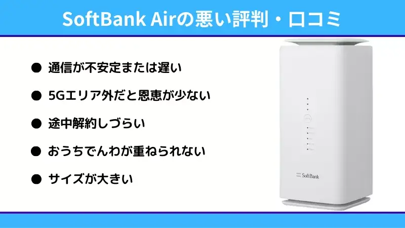 ソフトバンクエアーの悪い評判・口コミ