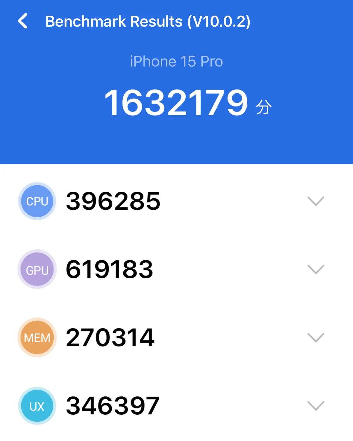 iPhone15 ProのAntutu Benchmark結果 3回目