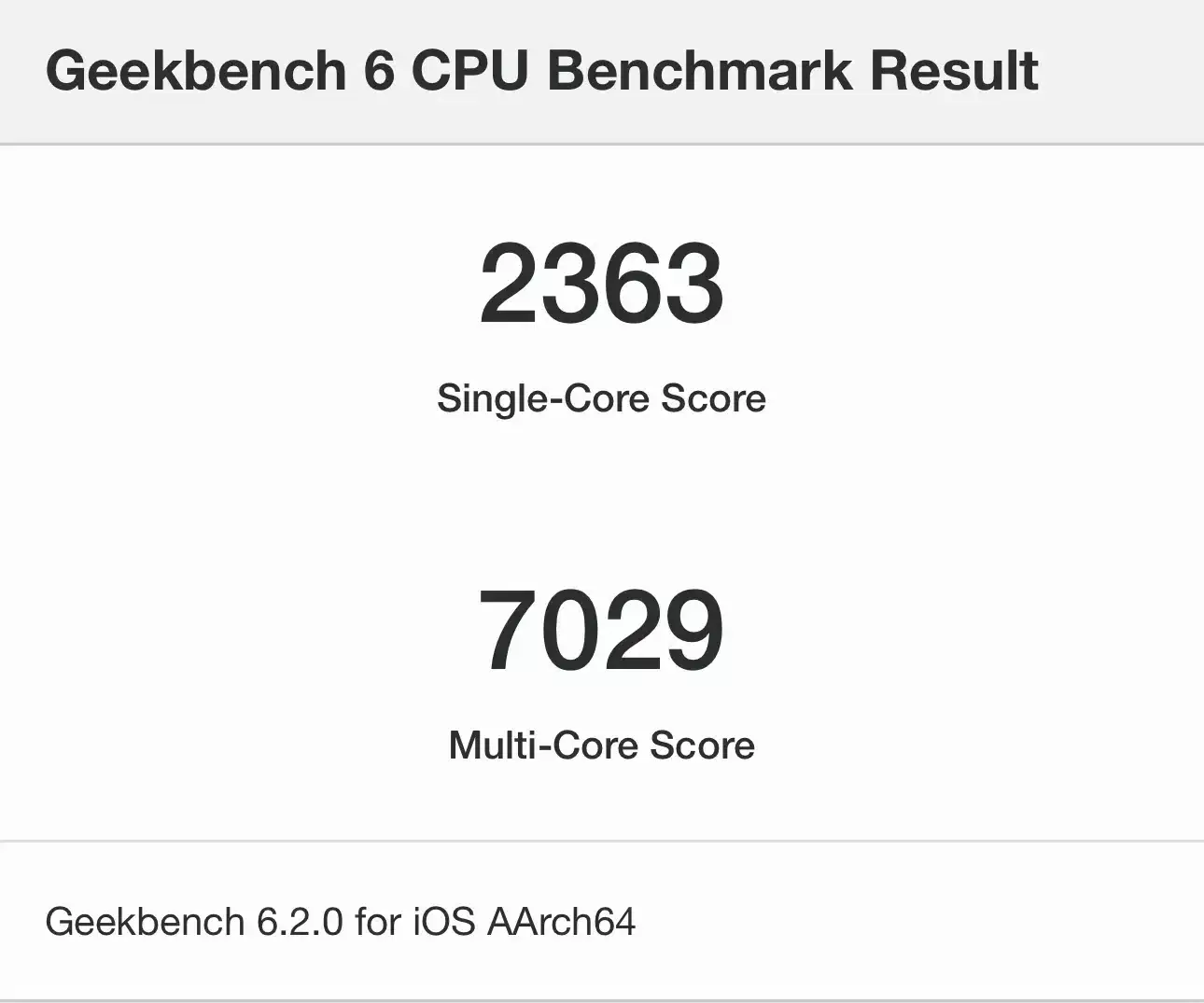 iPhone15 Pro MaxのGeekBench6 測定結果２回目
