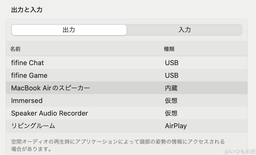 FIFINE AmpliGame AM6 レビュー
Mac  サウンド設定 出力