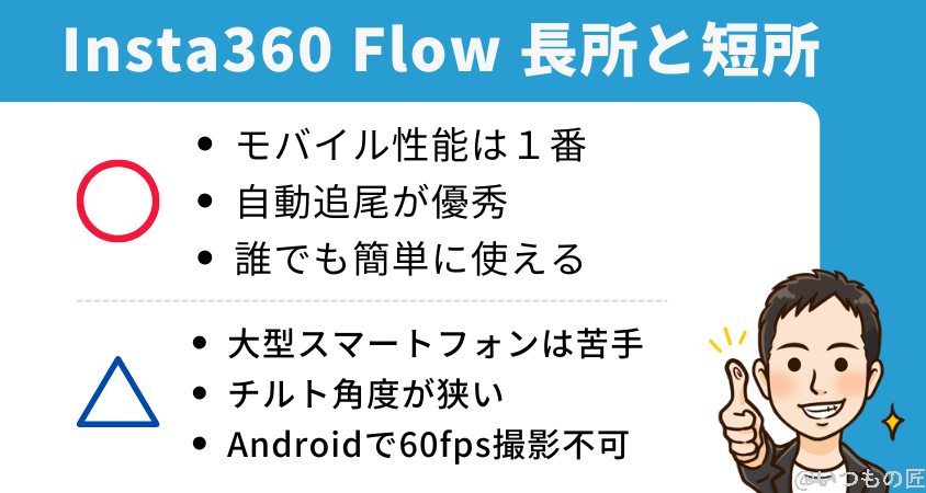 Insta360 flow レビュー
長所と短所