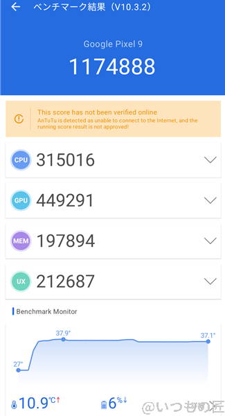 Google Pixel 9 ベンチマーク Antutu AnTuTu Benchmark V10 計測結果