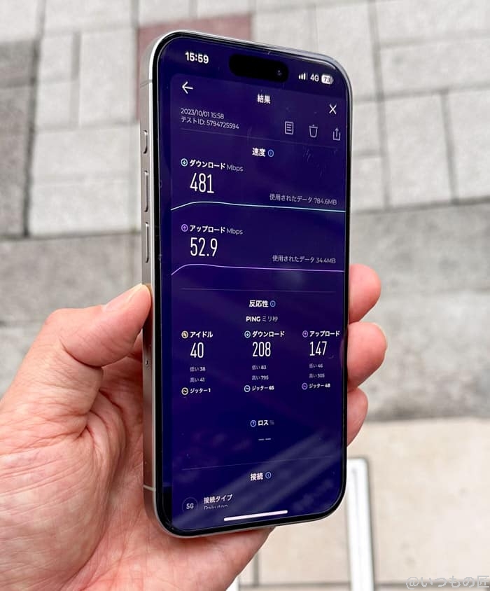 Rakuten Turbo 5G レビュー 通信速度
5G回線エリア２