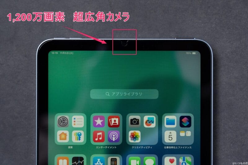 iPad mini 第7世代 カメラ
iPad mini 第7世代のフロントカメラのイメージ図