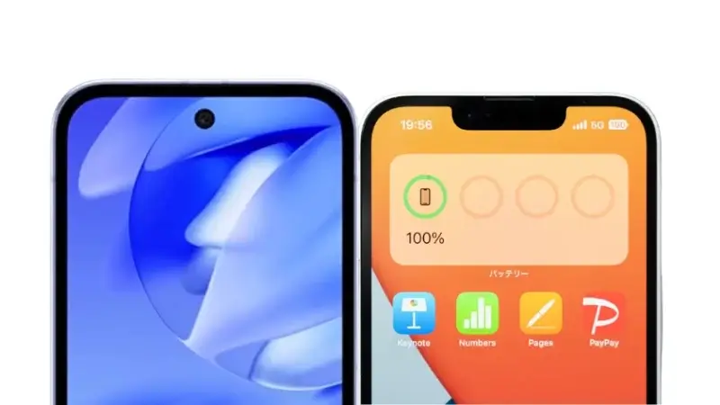 Google Pixel 9aとiPhone16eの正面デザイン